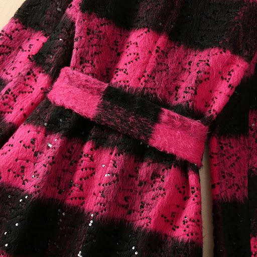 Title 16, Extended Suit Collar Sequin Woolen Coat Outerwe...
