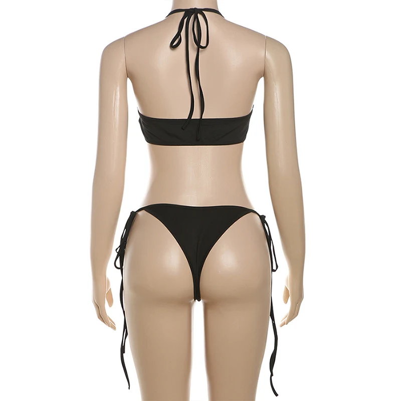 Title 15, Biquíni Suspender Lace-up Briefs para Mulheres ...