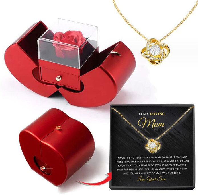 Mode Sieradendoos Rode Appel Kerstcadeau Ketting Eeuwige Roos Voor Meisje Moederdag Valentijnsdag Cadeaus Met Arti
