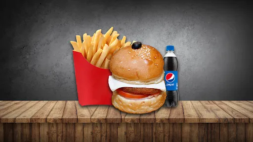 Cheese Burger With French Fries And Coke [250 Ml]