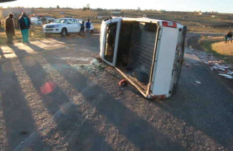 Nine pupils from two Mqanduli schools were injured when the bakkie they were travelling in overturned near Upper Ngqungqu.