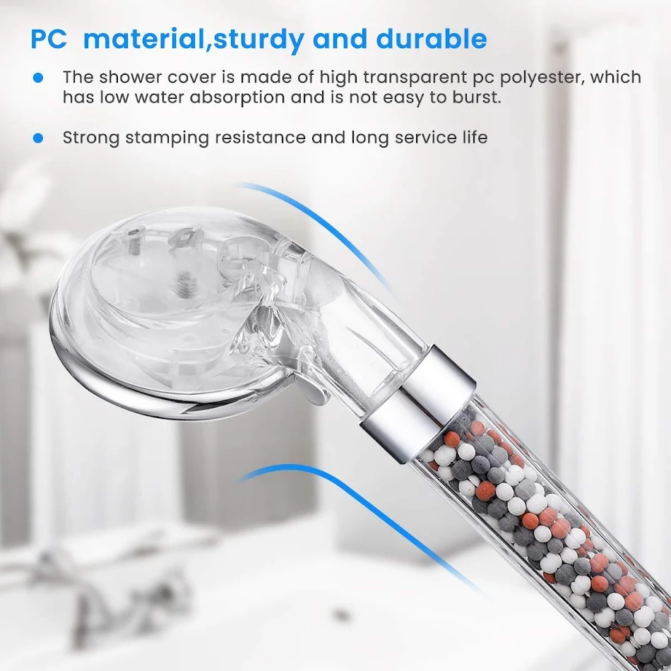Turbo negatieve ionenfilter handdoucheset, zuivert water en verbetert de huid. Ervaar een revitaliserende en gezonde douche.