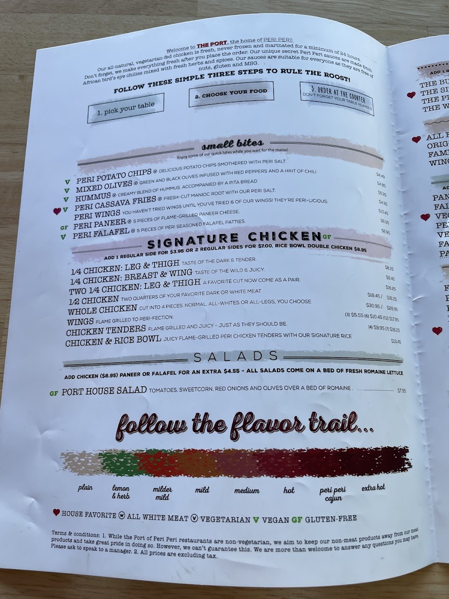 The Port of Peri Peri gluten-free menu