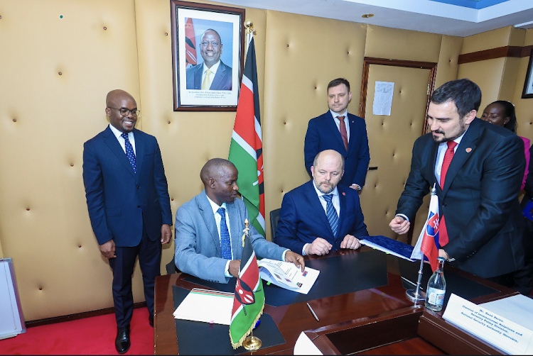 Kenya and Slovakia inking a groundbreaking MoU to strengthen bilateral Cybersecurity cooperation, witnessed by the Slovak Republic Deputy Prime Minister, Mr. Tomas Taraba and PS Internal Security and National Administration Dr. Raymond Omollo