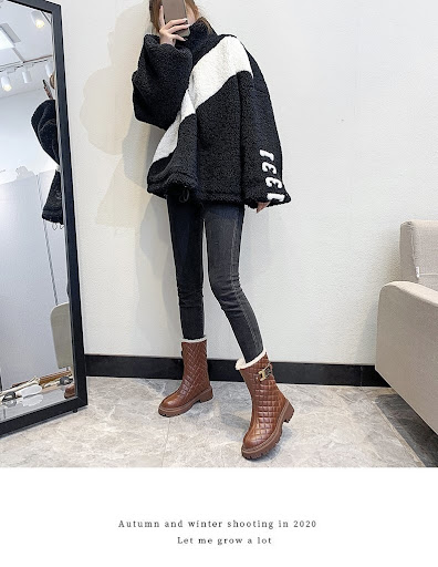 Title 17, Fashion Trend Casual Flat Heel Mid-Tube Boots P...