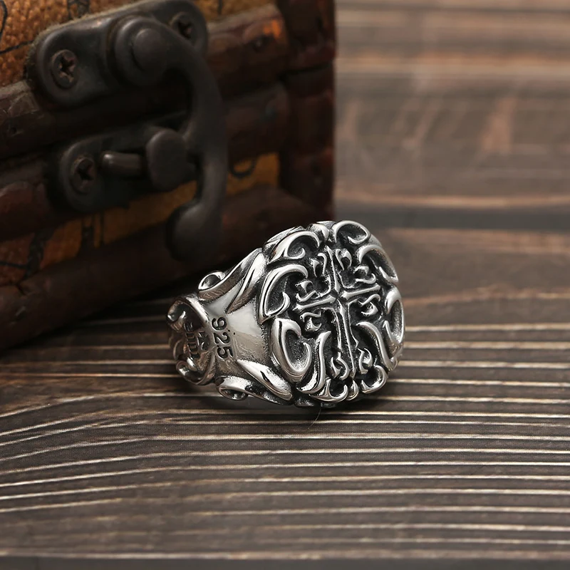 Title 1, Anillo Cruzado Industrial Pesado Plata de Ley S...