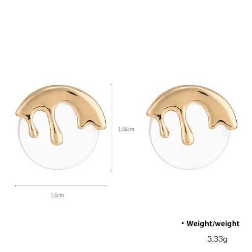 Title 2, Liquid Metal Resin Stud Earrings Female Irregul...