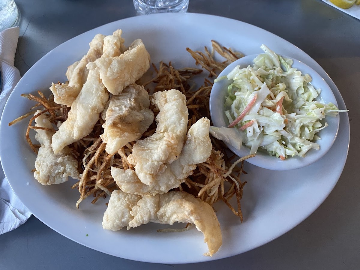 GF Fried fish, shoestring fries, coleslaw