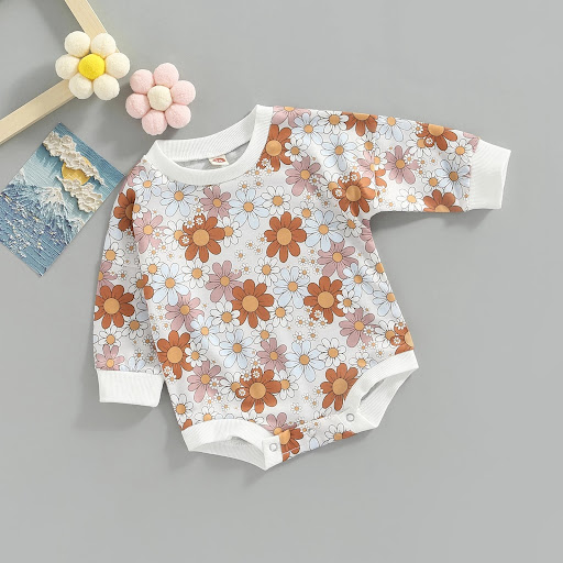 Title 2, Baby Long Sleeve Little Daisy Printed Romper, s...