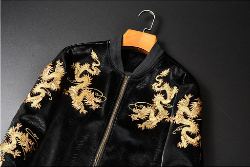 Title 3, New Gold Embroidered Cardigan Baseball Collar J...