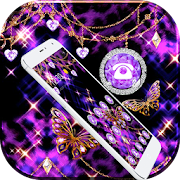 Purple Diamonds Butterfly Sparkly Pendants Theme  Icon