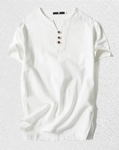 Men's Summer Linen T Shirt Men's Th - 0