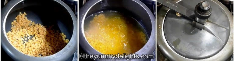 pressure cooking toor dal to make dal fry recipe