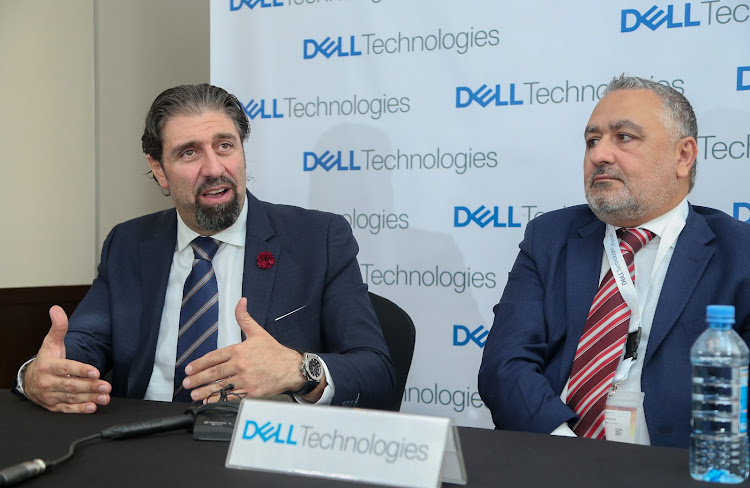 Nazih Moufarrej, Dell EMC Regional Senior Director (left) speaks at a press briefing during the Dell technologies regional Conference, with him is Habib Mahakian, Vice President, Emerging Africa, Dell EMC.