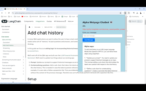 Alpha Webpage Chatbot