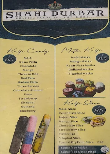 Shahi Durbar menu 
