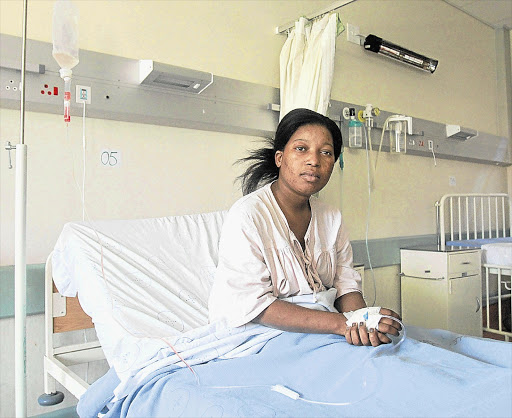 Nosibulelo Dwenga, 25, in Dr Malizo Mpehle Hospital in the Eastern Cape, where she was admitted for a blood transfusion last week. She has asked the Eastern Cape Department of Health to investigate neglect in Mthatha General Hospital, where her daughter died moments after she was born a month ago Picture: LULAMILE FENI