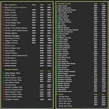 Zaika Muradabadi Chicken Restaurant menu 