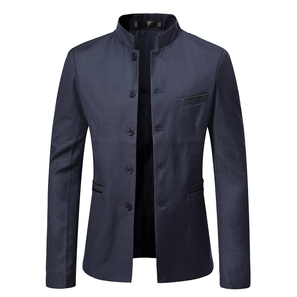 Herren Anzugjacke Slim Fit mit Stehkragen Stilvolle Silhouette, Angenehmer Tragekomfort, Perfekt für Business und besondere Anlässe