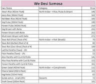 We Desi Samosa menu 1