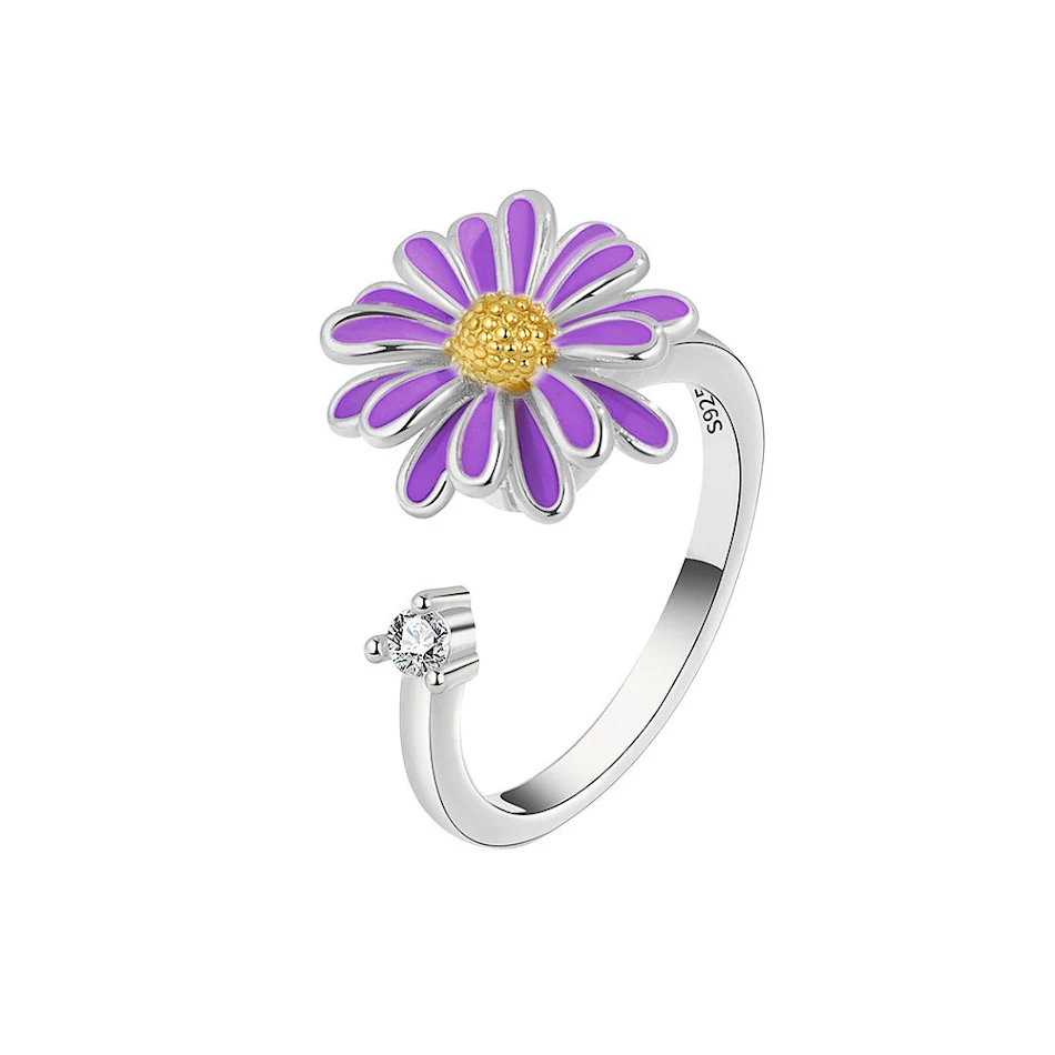Creatieve paarse emaille draaiende ring tegen stress. Helpt bij het verminderen van stress en angst. Een stijlvol en functioneel accessoire.