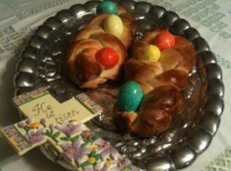 He Is Risen ~ Italian Easter Bread.... Phyllis' Bread Is Not As Pretty As Joanne's But I'm Happy With It For The First Time Baking It.  Hope It Tastes Good.