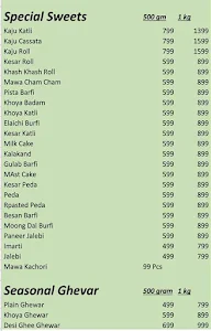 Sweets 24x7 menu 1