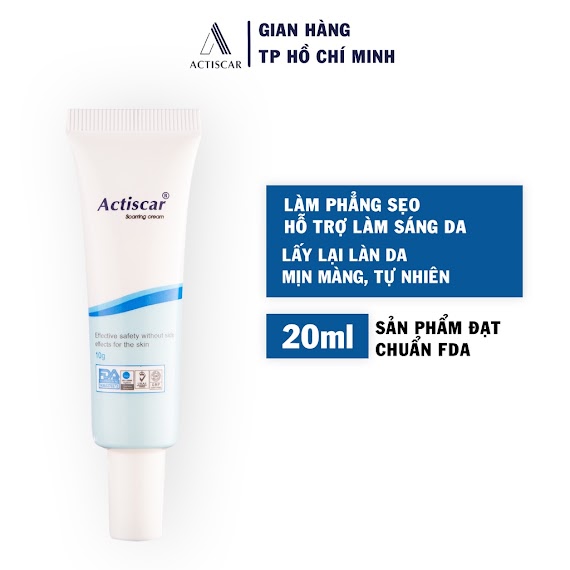 Kem Sẹo Actiscar 20G Mờ Sẹo Lồi, Sẹo Lõm, Sẹo Mụn, Sẹo Thâm An Toàn Cho Da Chiết Xuất Thiên Nhiên