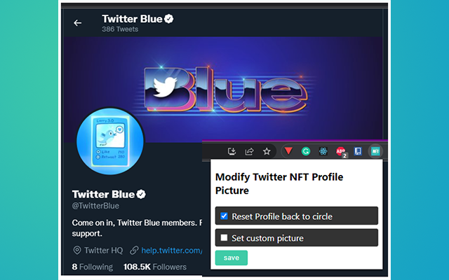 Twitter NFT Profile Picture Modifier/Remover Preview image 1
