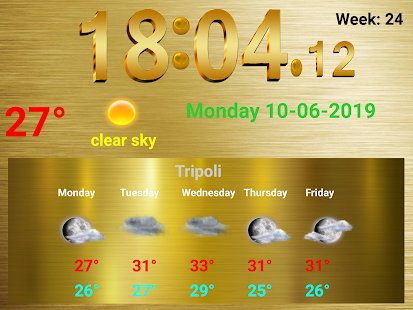 Full screen golden clock with weather(圖5)-速報App