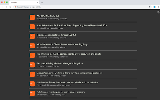 Hacker News in New Tab