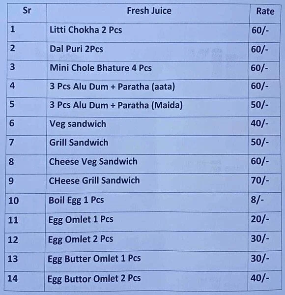 The Litti King menu 