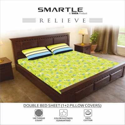 Smartle Double Bedsheet Floragreen Pack Of 1