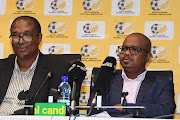 Safa governance committee chair Dr Victor Mogajane and Safa CEO Tebogo Motlanthe during the  media briefing at Safa House.