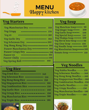 Happy Kitchen menu 