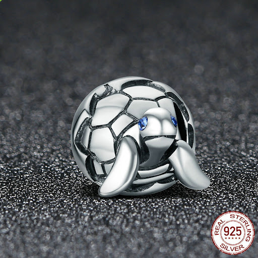 Title 1, Sterling silver turtle beads for jewelry making...