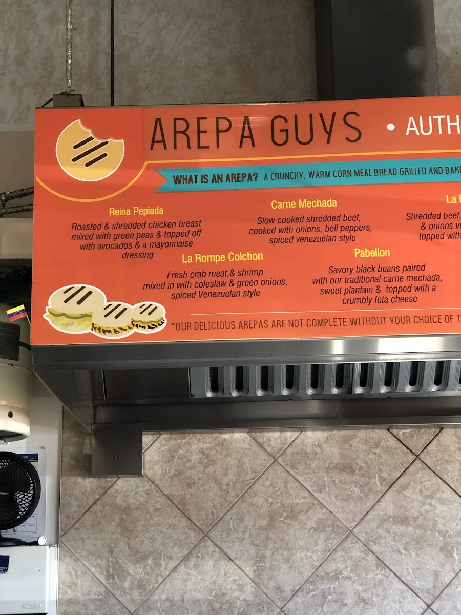 Arepa Guys gluten-free menu