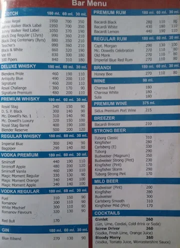 Hotel Ratna Regency menu 