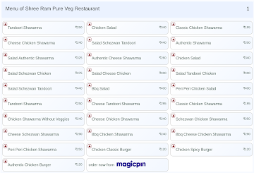 Shree Ram Pure Veg Restaurant menu 