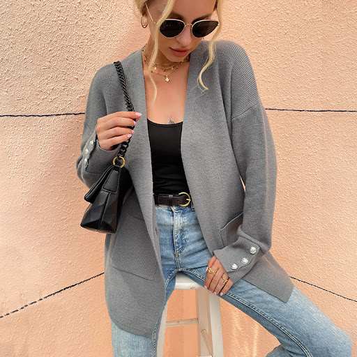 Title 8, Sweater Womens Solid Color Casual Mid-length K...