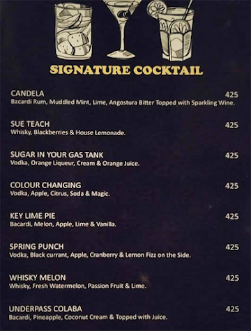 Underpass Cafe & Lounge menu 