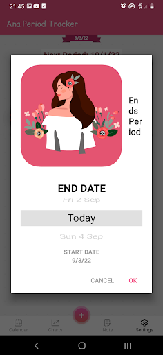 Screenshot Period tracke : ovulation