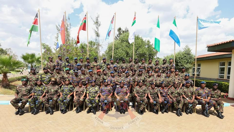 The group of Sergeant Majors with CDF Gen Ogolla and other senior KDF officers at Embakas, Nairobi on September 22, 2023