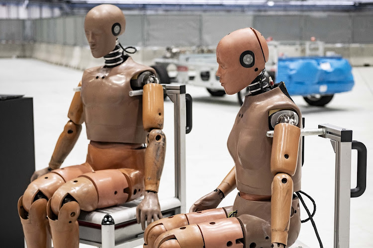 Industry standard crash test dummies were used for the experiment. Picture: SUPPLIED