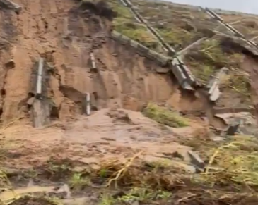 Screengrab of eroded embankment at a section of the Athi River - Machakos Road