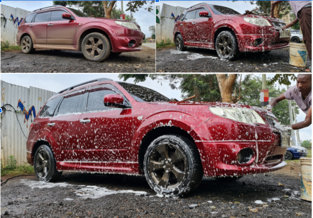 Paintwork on a vehicle.