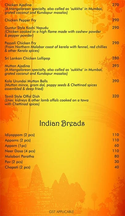 Thangabali menu 