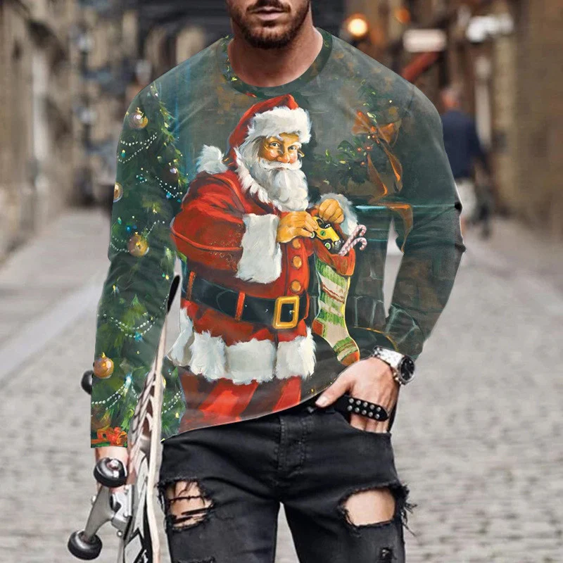 T-shirt homme à manches longues style européen et américain, décontractée et quotidienne avec impression XINGX, idéale pour un look casual et tendance au quotidien.