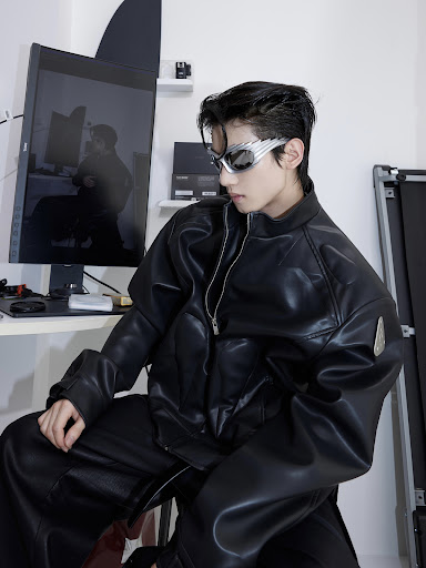 Title 5, Leather jacket with metal graphic design for a ...