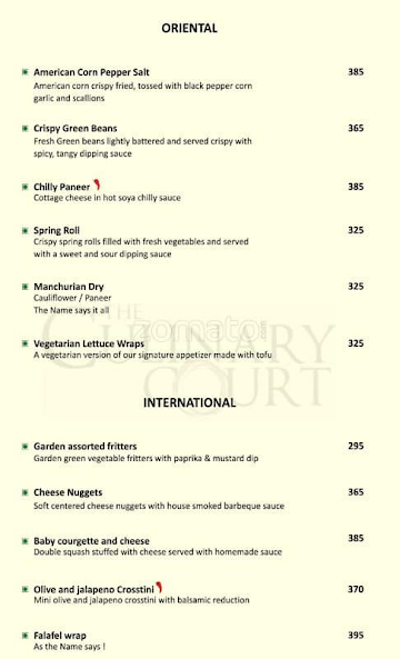 Ascent Biz Hotel menu 